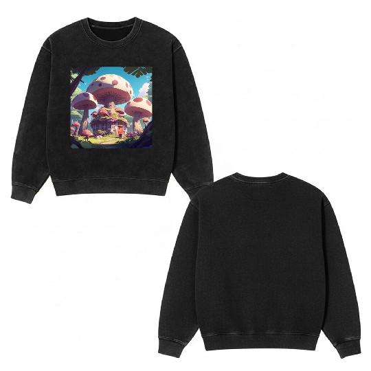 Life Beneath the Mushrooms Double Sided Mineral Wash Sweatshirts