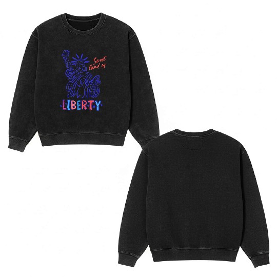 sweet land of liberty Double Sided Mineral Wash Sweatshirts