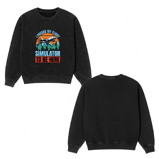 Flight Instructor I Paused My Flight Pilot School Double Sided Mineral Wash Sweatshirts