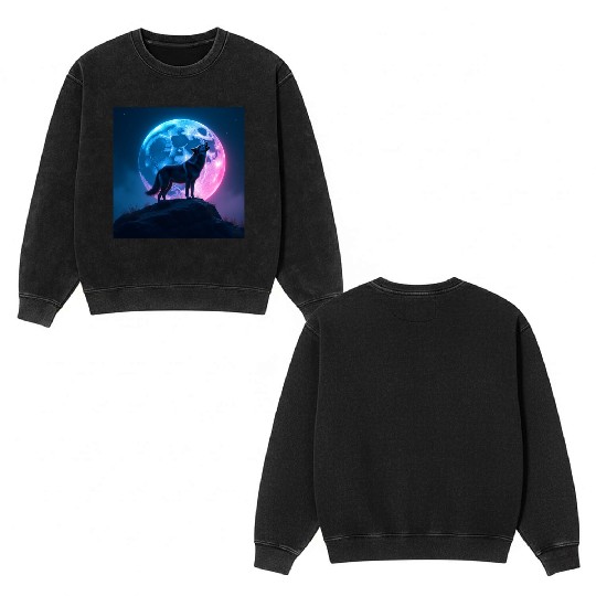 Howl of the Neon Moon Double Sided Mineral Wash Sweatshirts