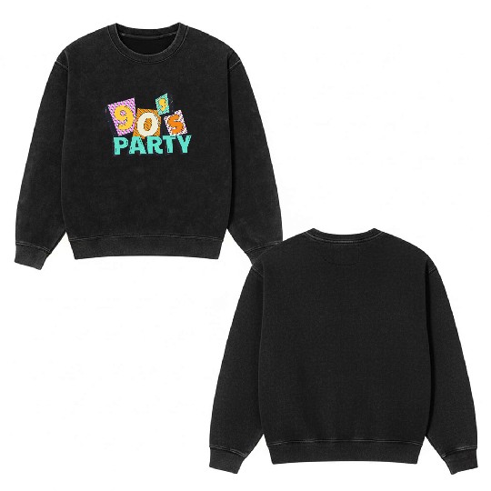 90s Party Vibes Retro Neon Dance Aesthetic Double Sided Mineral Wash Sweatshirts