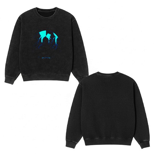 Royal Blue Lightning shadow Double Sided Mineral Wash Sweatshirts