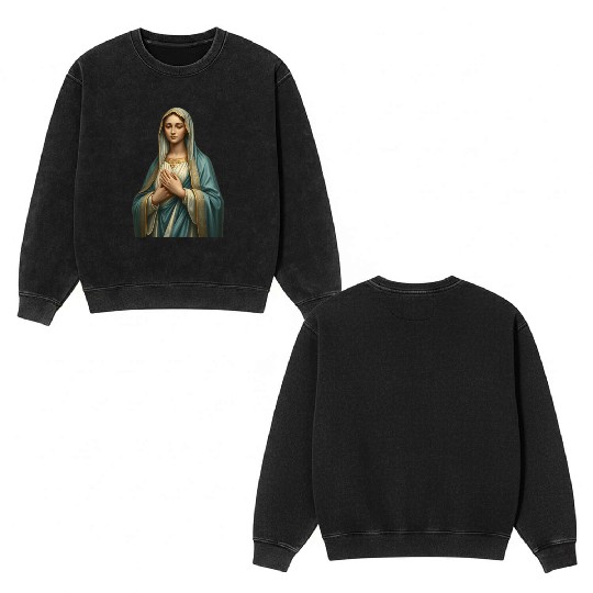 Madonna and Child Divine Embrace Double Sided Mineral Wash Sweatshirts