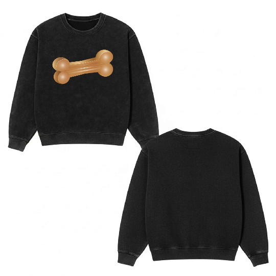 Chew Bone Illustration in a Classic Style Double Sided Mineral Wash Sweatshirts