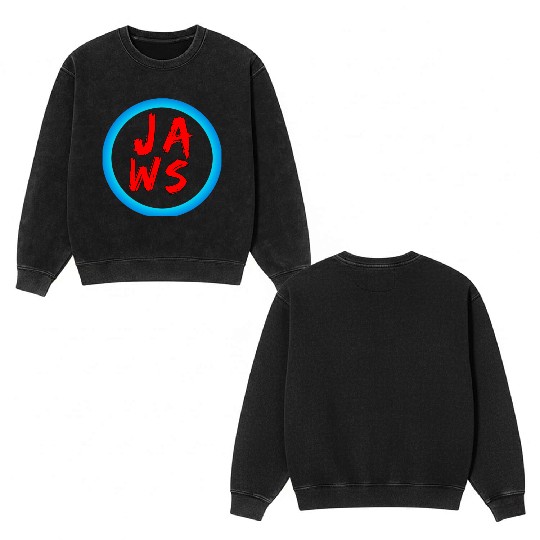 Vibrant Graffiti Style JAWS Logo Double Sided Mineral Wash Sweatshirts