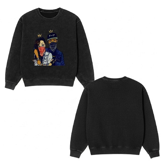 Urban Rebels Masked Duo Double Sided Mineral Wash Sweatshirts Design