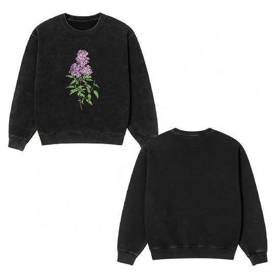 Lavender Bloom Botanical Illustration Double Sided Mineral Wash Sweatshirts