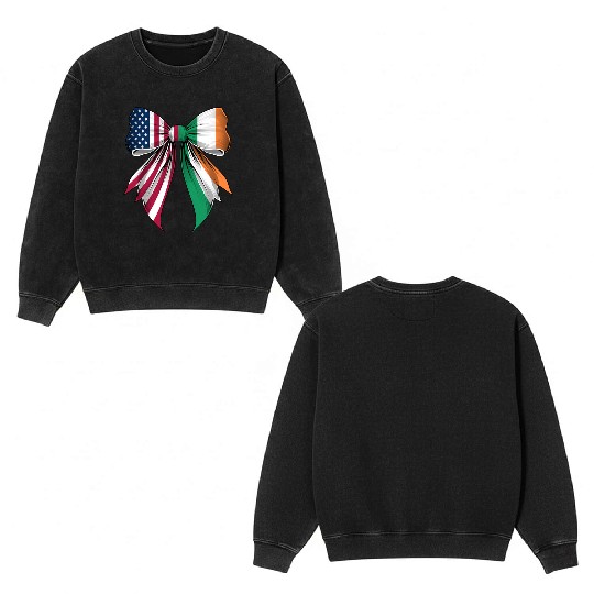 Coquette Bow Ireland Roots Heritage Irish Pride Double Sided Mineral Wash Sweatshirts