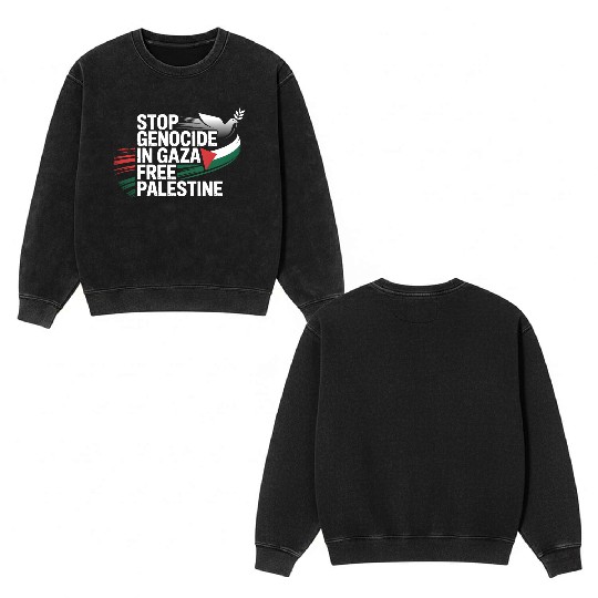 Free Palestine Now – End Genocide in Gaza Double Sided Mineral Wash Sweatshirts