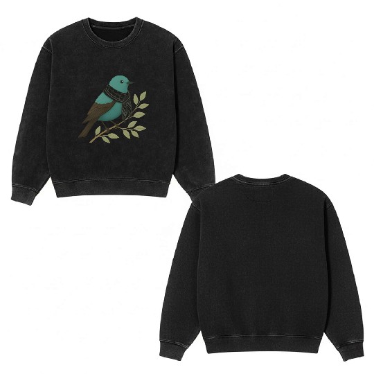 Palestine Sunbird with Keffiyeh and Olive Branch Double Sided Mineral Wash Sweatshirts