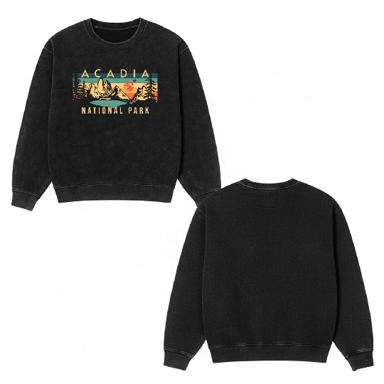 Mountain Sunset at Acadia National Park Double Sided Mineral Wash Sweatshirts