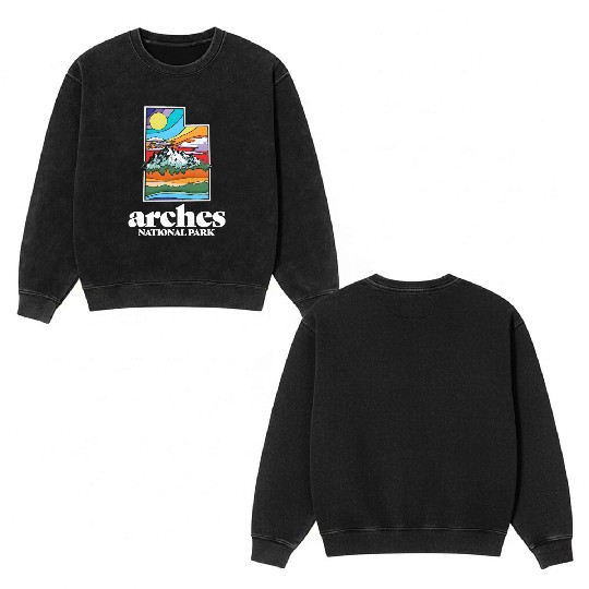 Arches National Park Utah Vintage Nature Outdoor Double Sided Mineral Wash Sweatshirts