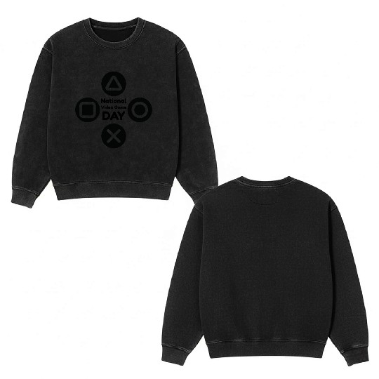 national video game day Double Sided Mineral Wash Sweatshirts design