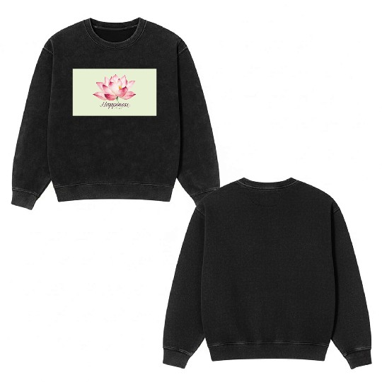 Serene Lotus Happiness Design Double Sided Mineral Wash Sweatshirts