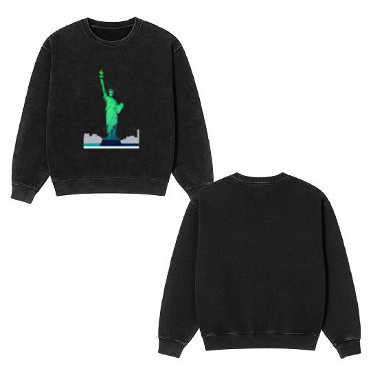Modern Minimal Statue of Liberty – New York Icon Double Sided Mineral Wash Sweatshirts