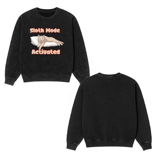 Sloth Mode Activated Cat in Hammock Double Sided Mineral Wash Sweatshirts