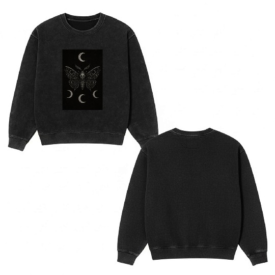Dark Celestial Butterfly Tapestry Double Sided Mineral Wash Sweatshirts