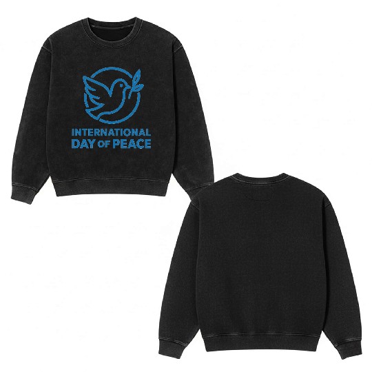 Peace Dove with Olive Branch Illustration Double Sided Mineral Wash Sweatshirts