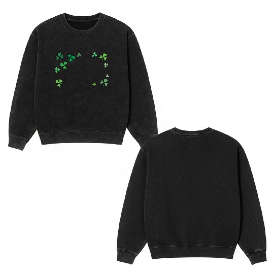 Dark green shamrocks, St Patrick's Double Sided Mineral Wash Sweatshirts
