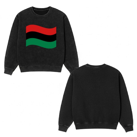 Red, Black & Green Flag Double Sided Mineral Wash Sweatshirts
