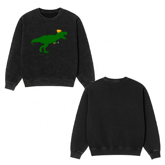 Cheesehead Cheeseheadasaurus Packers Dinosaur Double Sided Mineral Wash Sweatshirts