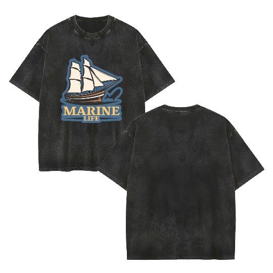 marine life logo Double Sided Mineral Wash T Shirts