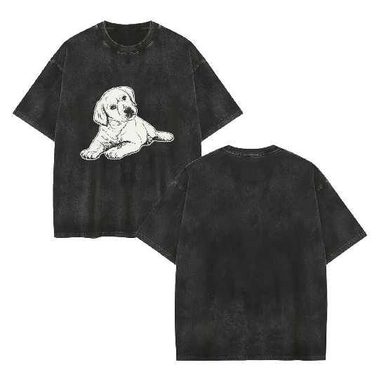 A Puppy Labrador Retriever Design For Dog Lovers Double Sided Mineral Wash T Shirts