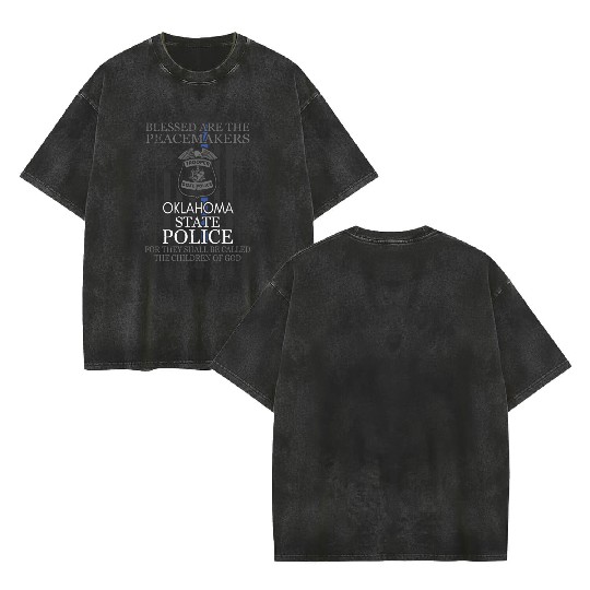 Oklahoma Highway Patrol Saint Michael Police Prayer Double Sided Mineral Wash T Shirts