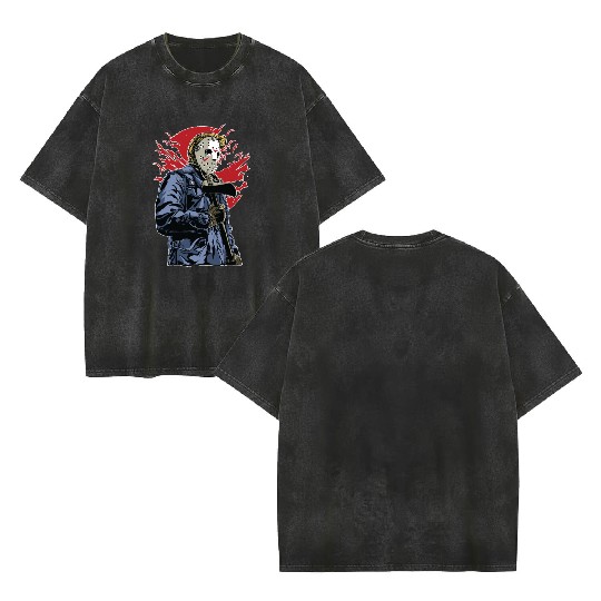 Serial Killer in Town Double Sided Mineral Wash T Shirts