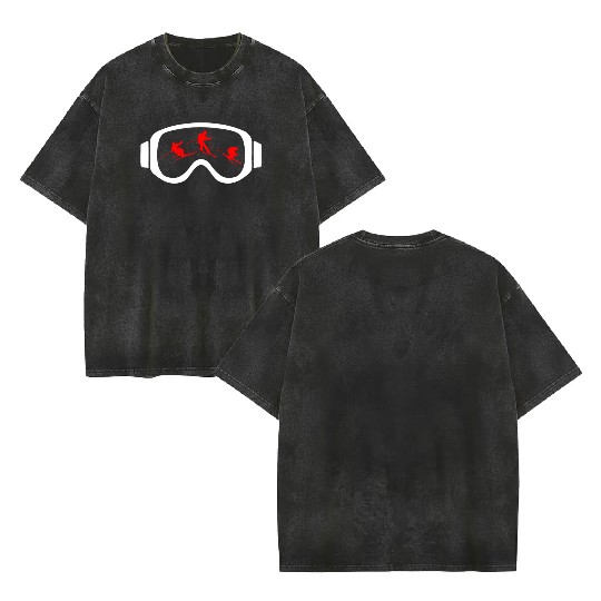 Skiing Ski Skis Skier Snow Winter Sports Gift Double Sided Mineral Wash T Shirts