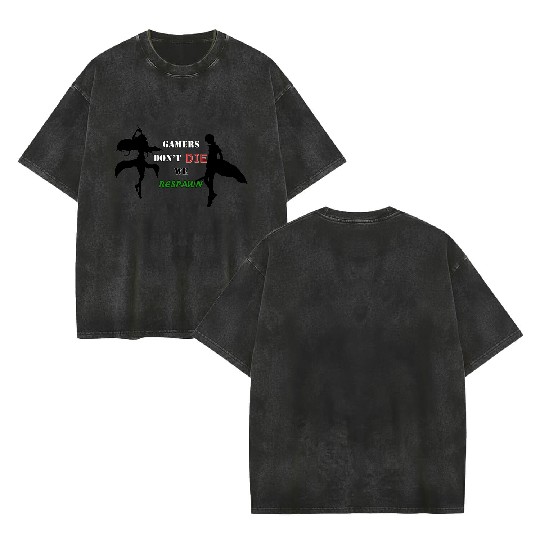 Gamers Dont Die We Respawn (SAO EDITION) Double Sided Mineral Wash T Shirts