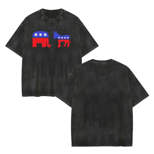 Democrat Republican Double Sided Mineral Wash T Shirts