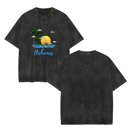 Bahamas Vacation Sailing Double Sided Mineral Wash T Shirts
