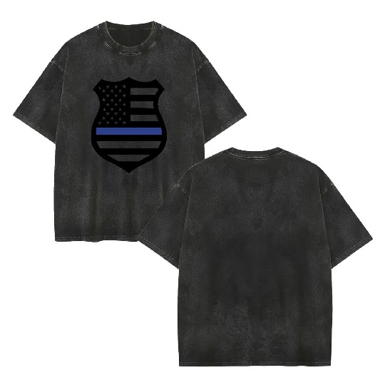 BLUE LIVES MATTER Double Sided Mineral Wash T Shirts