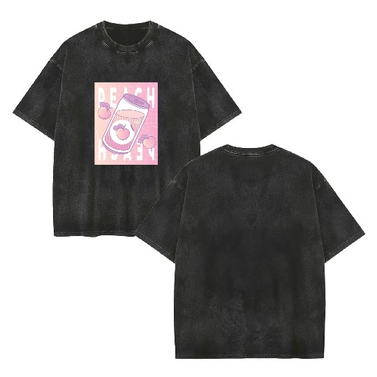 Peach Drink Aesthetic Vaporwave Japan Double Sided Mineral Wash T Shirts