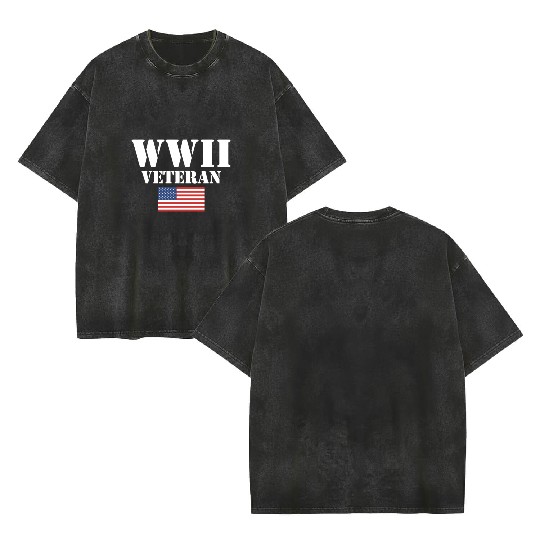 American Patriot Wwii Veteran Military World War 2 Double Sided Mineral Wash T Shirts