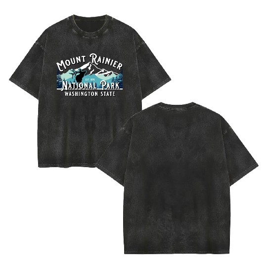 Vintage Mount Rainier National Park Washington Sou Double Sided Mineral Wash T Shirts