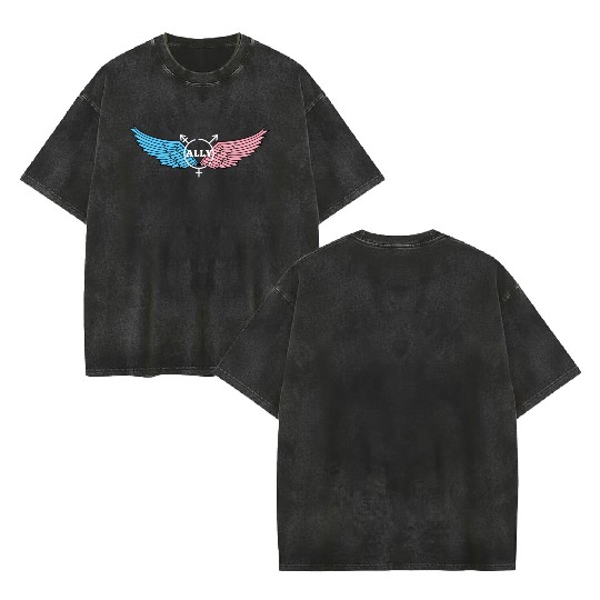 Angel Ally - trans wings Double Sided Mineral Wash T Shirts