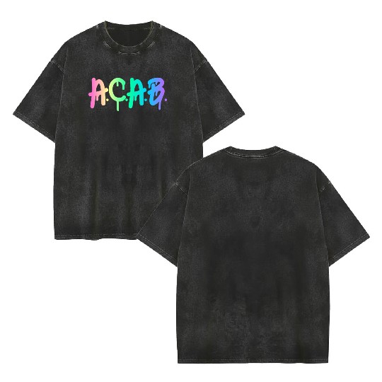 ACAB Rainbow Drip Double Sided Mineral Wash T Shirts