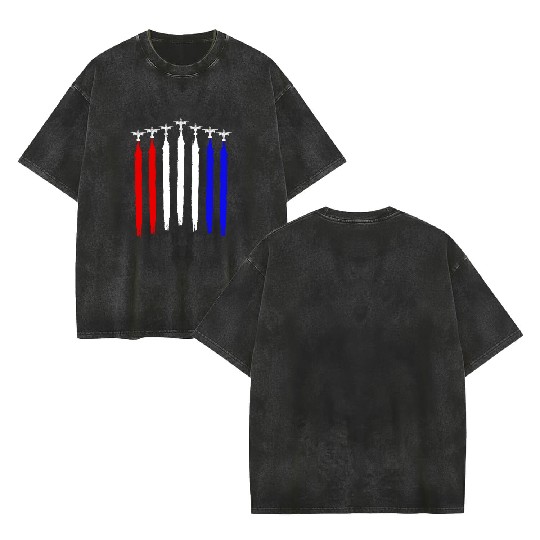 V-22 Osprey Helicopter Red White Blue Contrails Double Sided Mineral Wash T Shirts
