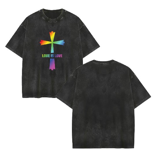 God Gay Christian LGBT Double Sided Mineral Wash T Shirts
