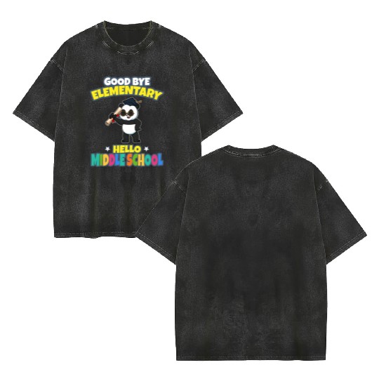 Good Bye Elementary Hello Middle School Graduation Double Sided Mineral Wash T Shirts