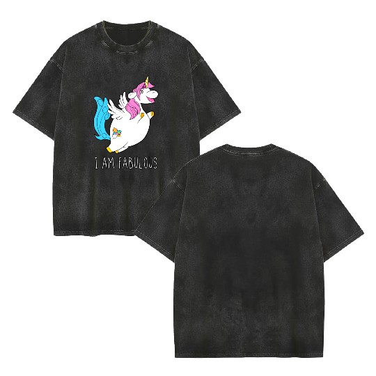 I Am Fabulous Unicorn Double Sided Mineral Wash T Shirts