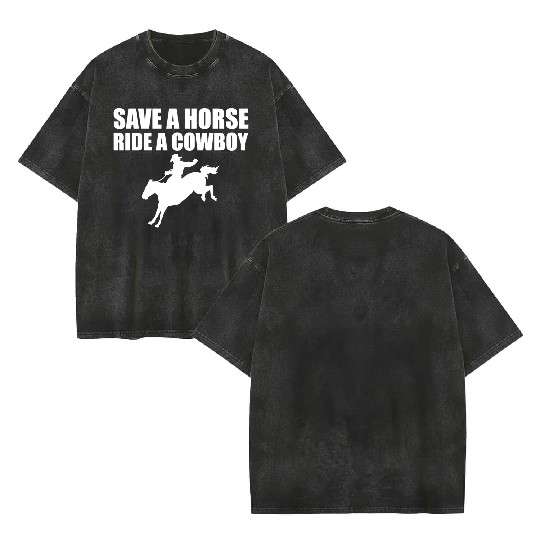 Horse Cowboy Double Sided Mineral Wash T Shirts
