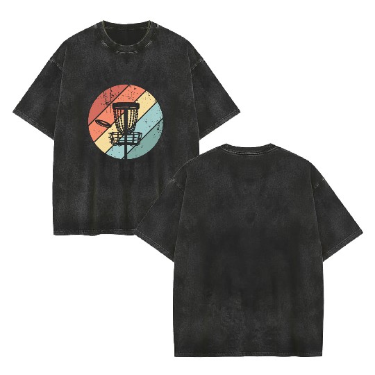 Vintage Disc Golf Retro Sunset Gift Double Sided Mineral Wash T Shirts