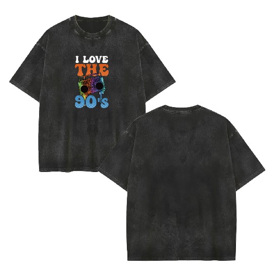 I Love The 90s I Love The 90s Cassette Player Double Sided Mineral Wash T Shirts