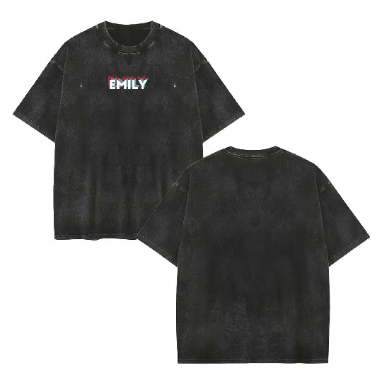 Emily Name - Funny Name Emily 80s theme Double Sided Mineral Wash T Shirts