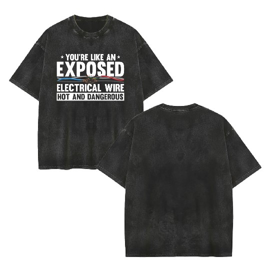 Electrician Electrical Engineer Lineman Double Sided Mineral Wash T Shirts
