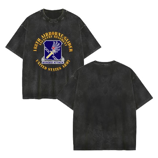 Army 188th Airborne Glider Infantry Regiment DUI X Double Sided Mineral Wash T Shirts
