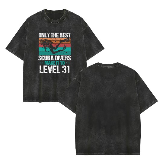 31 Scuba Diving Level 31 Year Diver Snorkeling Double Sided Mineral Wash T Shirts